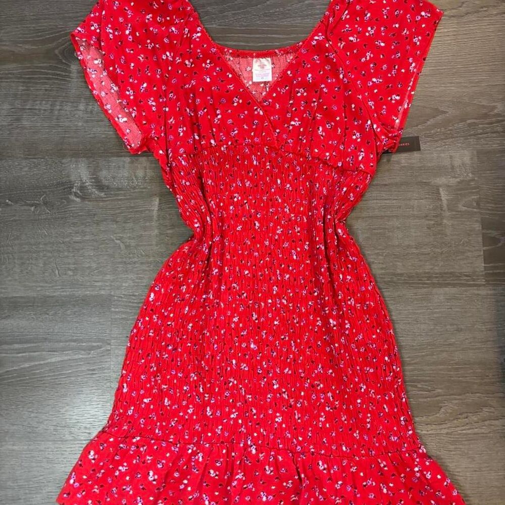 NWT No Boundaries Red Floral Smocked Mini Dress XXL